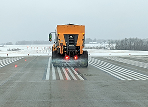 deicer on runway at Rochester airport