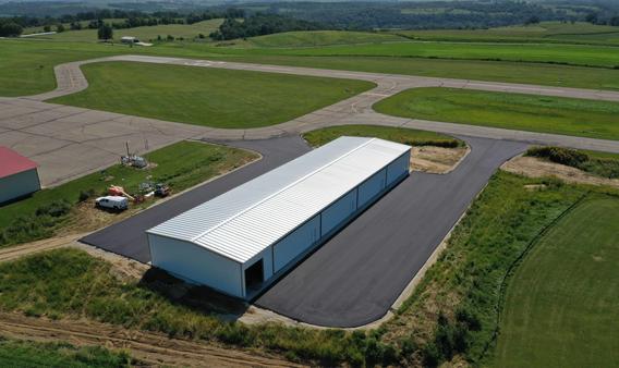 hangar building with newly paved access