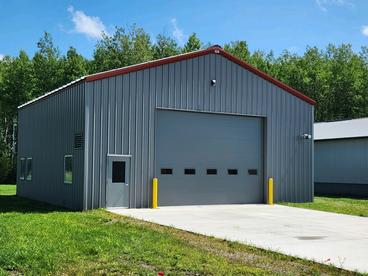 Storage building for snow removal equipment at the Cook, Minnesota, airport